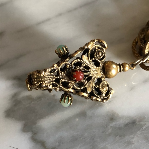 Vintage Semi-Precious Stone Serpent Charm Bracelet - Picture 7 of 9